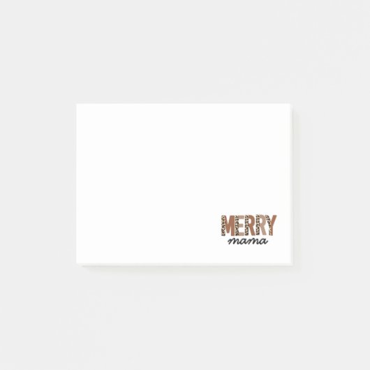 "Merry Mama" Moderner Farbblock Leopard Boho Post-it Klebezettel (Vorderseite)