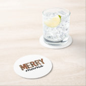 "Merry Mama" Moderner Farbblock Leopard Boho Runder Pappuntersetzer (Vor Ort)