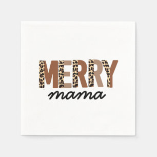 "Merry Mama" Moderner Farbblock Leopard Boho Serviette