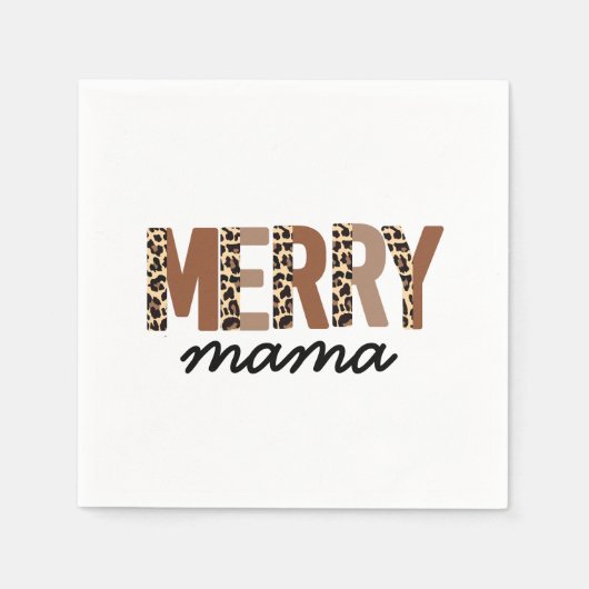 "Merry Mama" Moderner Farbblock Leopard Boho Serviette (Vorderseite)