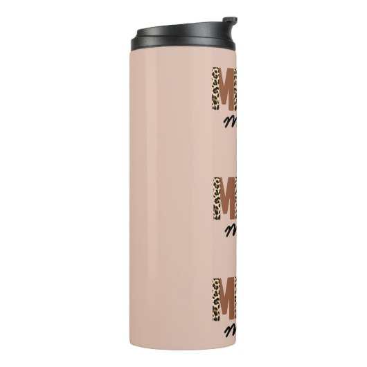 "Merry Mama" Moderner Farbblock Leopard Boho Thermosbecher (Nach links gedreht)