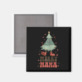 Merry Mama Retro Christmas Tree Face Groovy Matchi Magnet (Vorderseite/Rückseite)