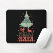 Merry Mama Retro Christmas Tree Face Groovy Matchi Mousepad (Mit Mouse)