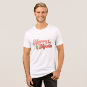 Merry Mama Retro Groovy Weihnachtsferien Tri-Blend Shirt (Vorderseite voll)