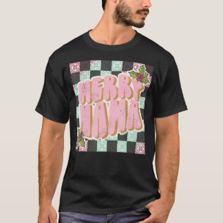 Merry Mama Retro Merry Christmas Groovy Winter Hol T-Shirt