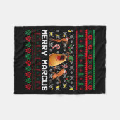 Merry Marcus Ugly Christmas Sweater Funny The Worm Fleecedecke (Vorderseite (Horizontal))