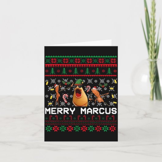 Merry Marcus Ugly Christmas Sweater Funny The Worm Karte (Vorderseite)