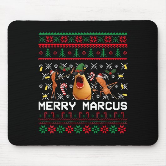 Merry Marcus Ugly Christmas Sweater Funny The Worm Mousepad (Vorne)