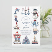 Merry Maritime Christmas Einladung (Stehend Vorderseite)
