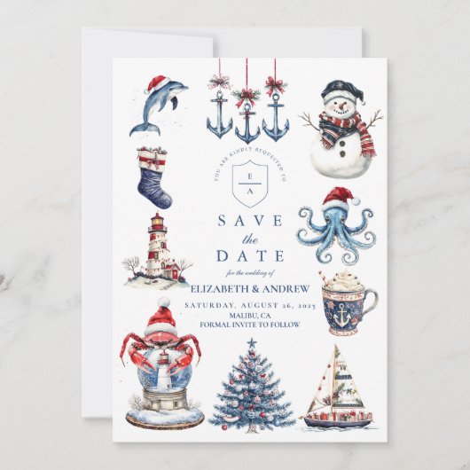 Merry Maritime Christmas Save The Date (Vorderseite)
