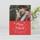 Merry & Married christmas photo card Einladung (Stehend Vorderseite)