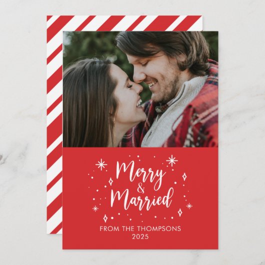Merry & Married christmas photo card Einladung (Vorne/Hinten)