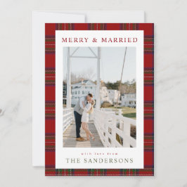 Merry & Married Classic Tartan Holiday Card Feiertagskarte