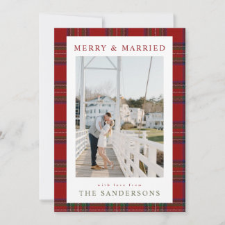 Merry & Married Classic Tartan Holiday Card Feiertagskarte