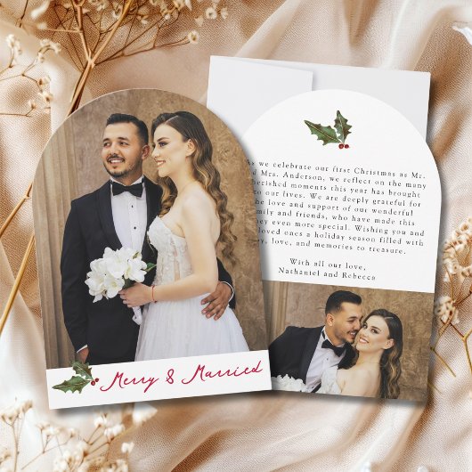 Merry & Married Handschriftliche Weihnachtskarte m Einladung