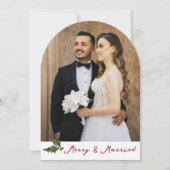 Merry & Married Handwritten 2 Photo Christmas Card Einladung (Vorderseite)