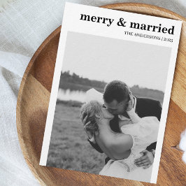 Merry & Married Modern Minimalist Photo Christmas Feiertagskarte