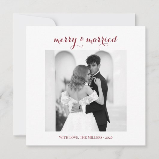Merry & Married - Personalized Newlywed Christmas  Feiertagskarte (Vorderseite)