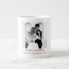 Merry & Married - Personalized Newlywed Christmas Jumbo-Tasse