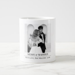 Merry & Married - Personalized Newlywed Christmas Jumbo-Tasse