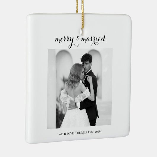 Merry & Married - Personalized Newlywed Christmas Keramikornament (Rechts)