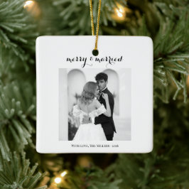 Merry & Married - Personalized Newlywed Christmas  Keramikornament