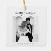 Merry & Married - Personalized Newlywed Christmas Keramikornament (Vorderseite)