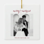 Merry & Married - Personalized Newlywed Christmas Keramikornament (Rückseite)