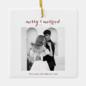Merry & Married - Personalized Newlywed Christmas Keramikornament (Vorderseite)