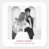 Merry & Married - Personalized Newlywed Christmas Quadratischer Aufkleber (Vorderseite)