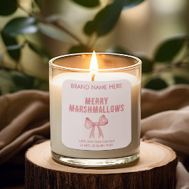 Merry Marshmallows | Modern Candle Labels Quadratischer Aufkleber