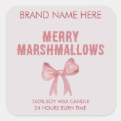 Merry Marshmallows | Modern Candle Labels Quadratischer Aufkleber (Vorderseite)