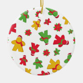 Merry Meeple Christmas Board Game Pattern Keramik Ornament (Vorne)