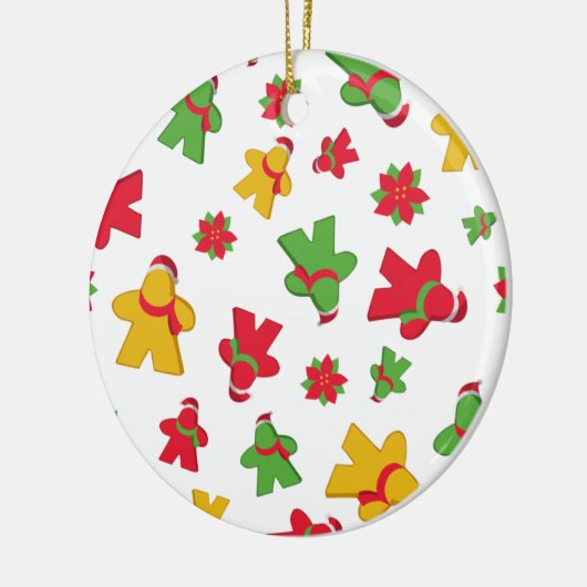 Merry Meeple Christmas Board Game Pattern Keramik Ornament (Links)