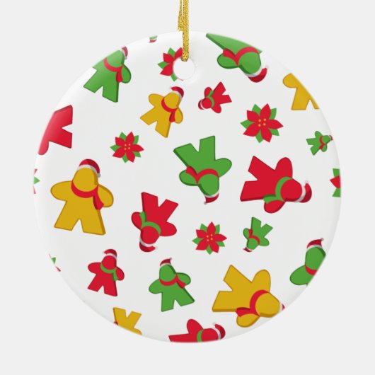 Merry Meeple Christmas Board Game Pattern Keramik Ornament (Hinten)
