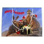 Merry Meerkats Große Geschenktasche Geschenktüte (Vorderseite)