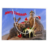 Merry Meerkats Große Geschenktasche Geschenktüte (Rückseite)