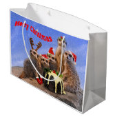 Merry Meerkats Große Geschenktasche Geschenktüte (Rückseite Schrägansicht)