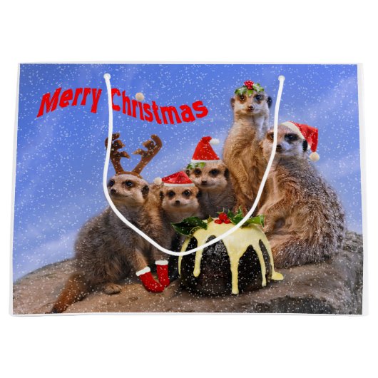 Merry Meerkats Große Geschenktasche Große Geschenktüte (Vorderseite)