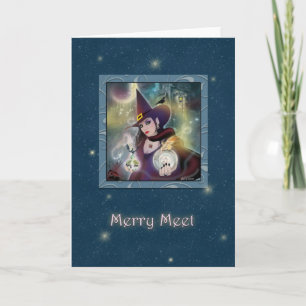 Merry Meet - Hexenblauer Sparkle leer Feiertagskarte