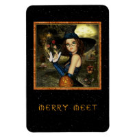 Merry Meet Niedlich Herbst Hexe Flexi Magnet
