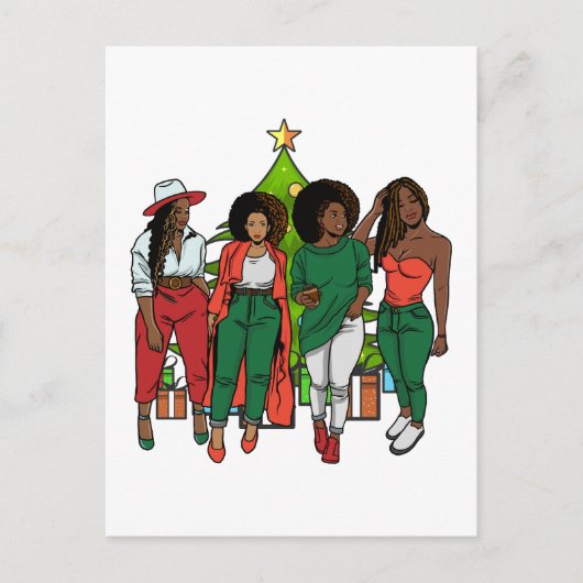 Merry Melanin Christmas Black Friendsmas Postkarte (Vorderseite)