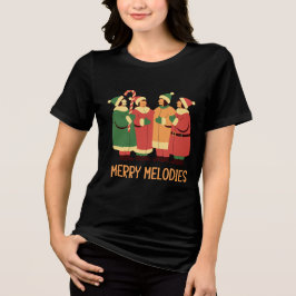 Merry Melodies Weihnachtsliedsänger Design Tri-Blend Shirt