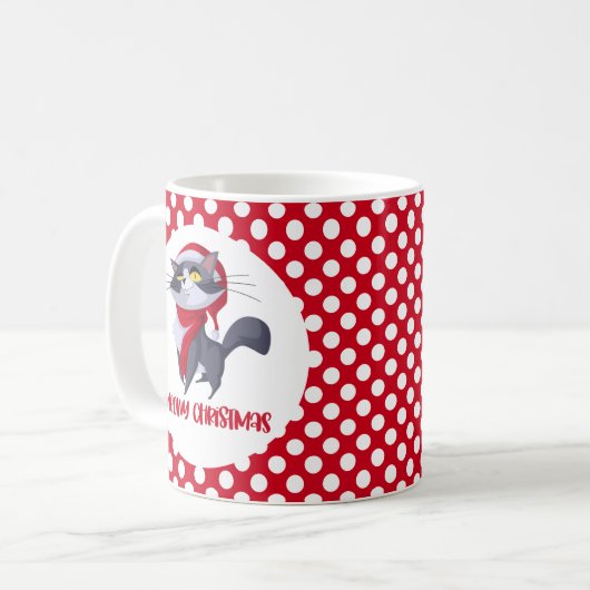 Merry Meowy Christmas Cat Tasse (Vorderseite Links)