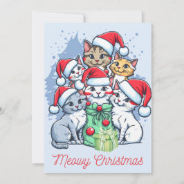 Merry Meowy Weihnachtskatzen mit Geschenken Feiertagskarte