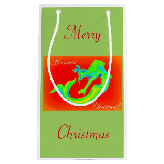 Merry Mermaid Weihnachtsmistletoe Kleine Geschenktüte (Vorderseite)