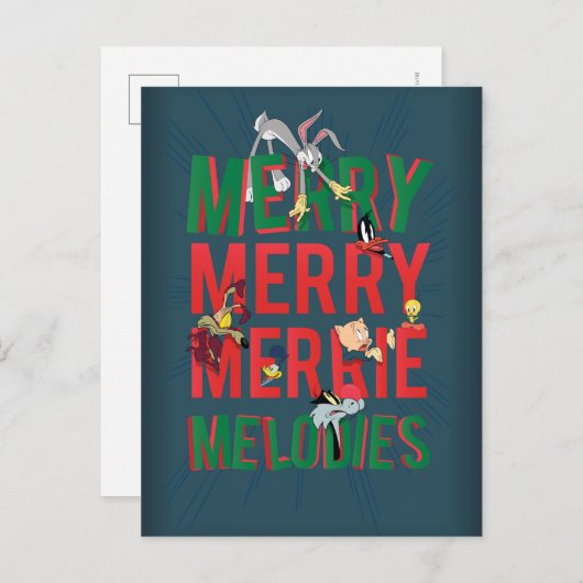 Merry MERRIE MELODIES™ Feiertagspostkarte (Vorne/Hinten)