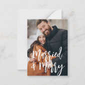 Merry&merried, Neuvermählte Foto Mitteilungskarte (Vorderseite)