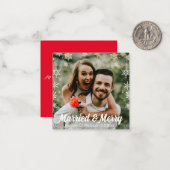 Merry&merried,Schneeflocken Urlaub Foto Hochzeit Mitteilungskarte (Vorderseite/Rückseite Beispiel)