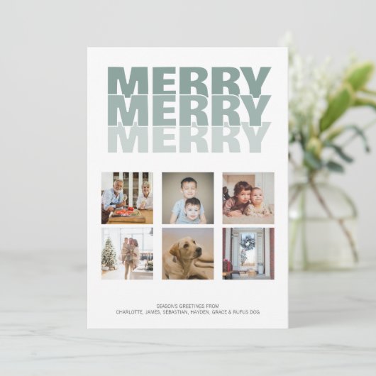 Merry Merry Foto Weihnachten Personalisiert (Stehend Vorderseite)